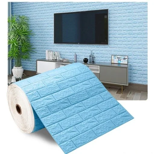 Sky । Self-Adhesive 3D Brick Pattern Foam Wall Sticker (27×120 inch) । CN-75